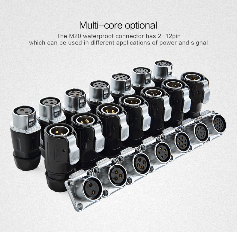 CNLINKO Connector Manufacturer M20 Industry Waterproof IP68 Musical Instruments 7 Pin Signal Cable Connector