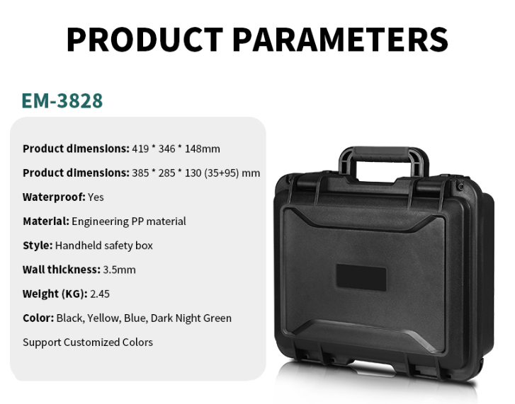 Custom IP67 Waterproof Heavy Duty Tool Box EM-3828 with Foam Insert