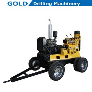 China Trailer Mounted Hydraulic Feeding Spindle Rotary Drilling Water Well Drilling Rig factory