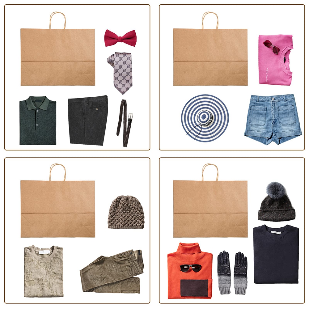 Customized Logo Extra Large Flat Bottom Kraft Paper Bag for Groceries and Clothes Sale