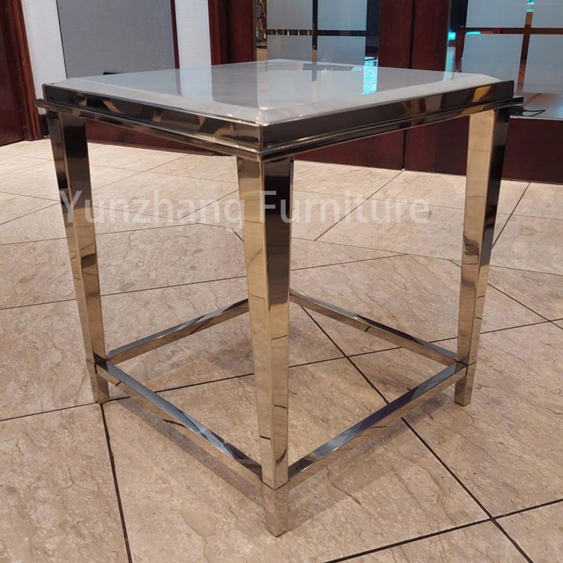 SS 201 Base Luxury End Table Marble Patterned Tabletop Living Room Furniture Sofa Table