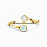 Adjustable 925 Sterling Silver Faceted Rainbow Moonstone Jewelry Round Shape