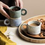 300ML Ceramic Nordic Ring Handle Coffee Mug Speckled Brief Novelty Pattern Milk