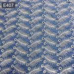 Blue Embroidery Pattern Knit Jean Denim Fabric 54.5" Stretch Denim Material