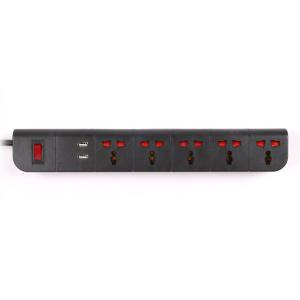 China 5 outlet Universal Type Extension Socket With On/Off Switch, USB factory