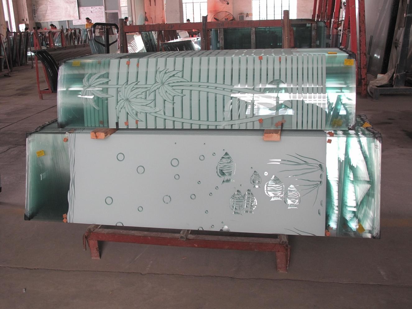 Custom Cut Size Tempered Art Glass Fully Tempered Shower Glass Silk Screen Printing