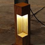 10W Solar Bollard Garden Lights Powder Coated Or Rusty Finish Corten Steel