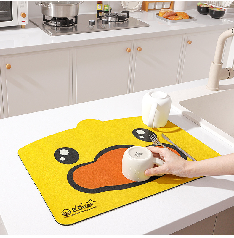 Customizable Cute Cartoon Pattern Kitchen Dish Drying Super Drainage Mat Make It Your Own