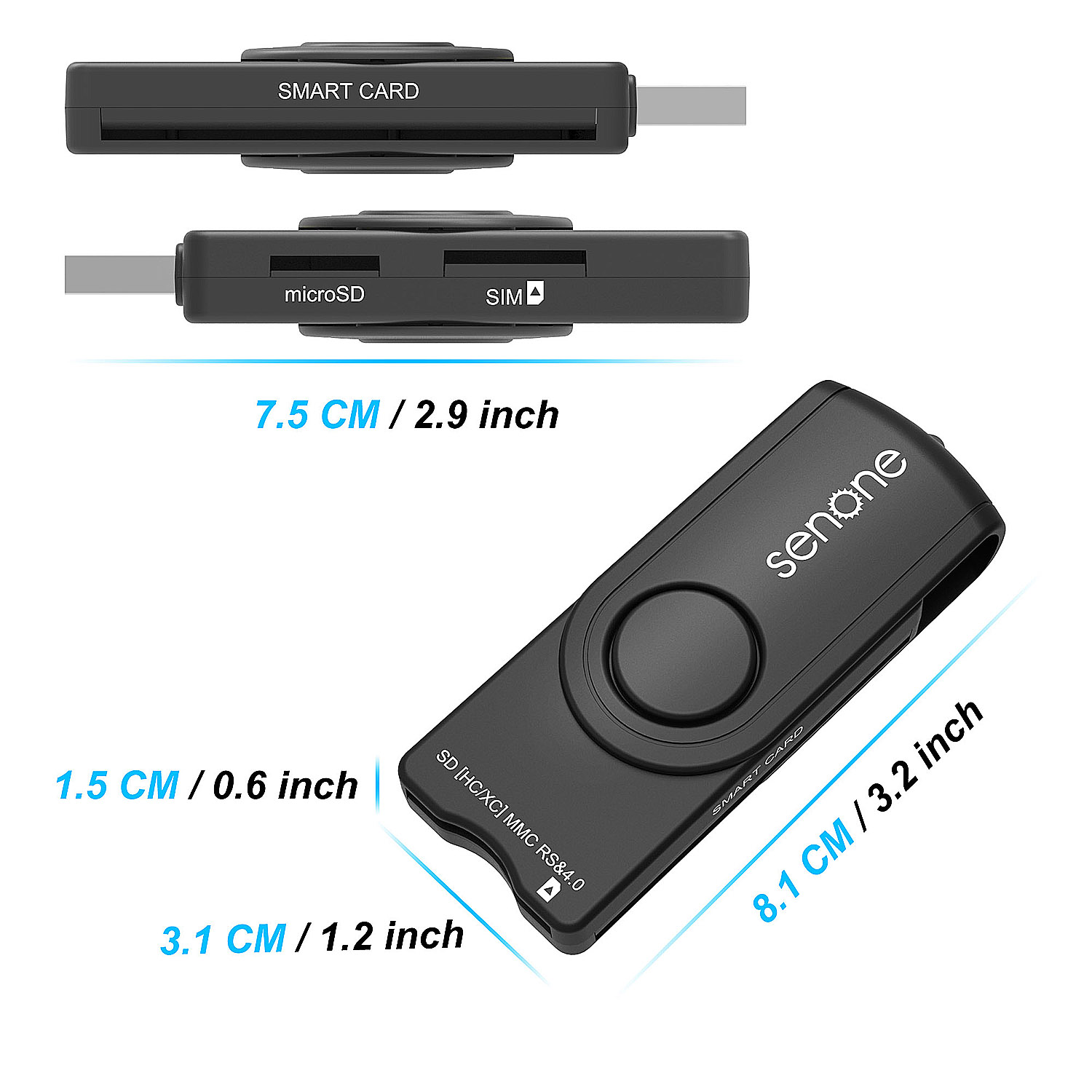 SENONE OEM Hot Selling Multi Card Reader Sim ATM Credit Emv Level 1 Usb Contact IC Chip CAC Card Reader
