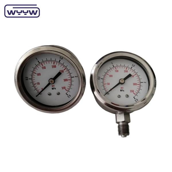 Black Painted Aluminium Pointer Liquid Filled Pressure Gauge Bourton Tube