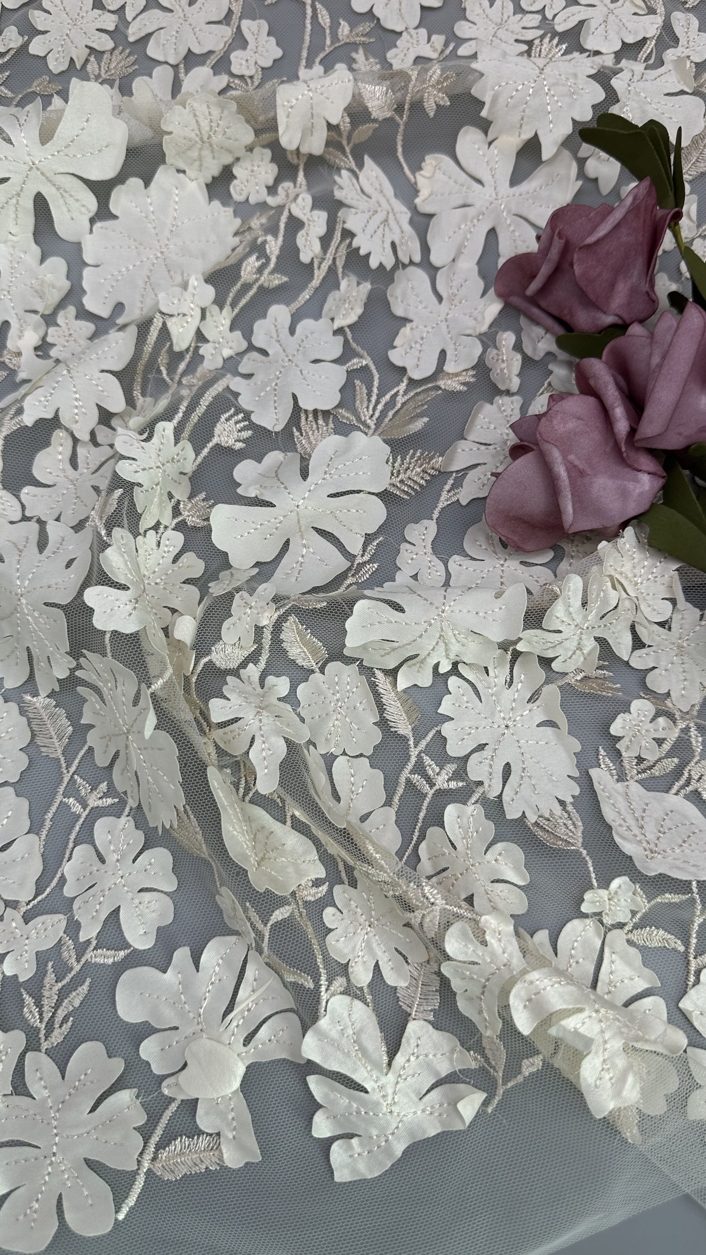 Elegant Floral Lace Mesh Ground for Dressmaking Gowns Soft Lightweight