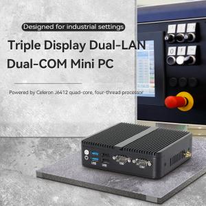 J6412 N100 Processor Mini Fanless PC DDR4 Dual LAN Dual COM RS232 Triple Display