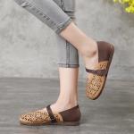 S057 new retro hollow stitching leather women's shoes original handmade velcro