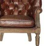 Button Wingback Chair Antique Leather Armchairs With Deconstructed Wheels