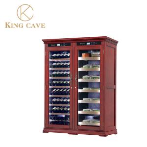 China Lockable Dual Zone Wood Frame Electric Wine Cooler Cigar Humidor Cabinet factory