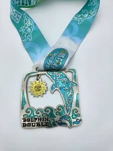 China Dolphin Personalised Marathon Medal Die Casting Color Filling factory