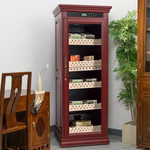 China Touch Sensitive Control Red Sold Wood Cigar Cooler Humidifier With Locker factory