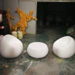 Customized Fiberglass Furniture Fiberglass Resin Table Sets In Vibrant Colors