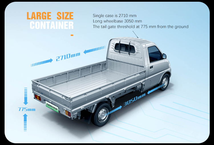 Wuling Miniev Zhengtu Pickup 4x4 Electric Truck with Trailer 2-door 2-seater Van Trickle Charge 9 Hours Mini Cargo Truck