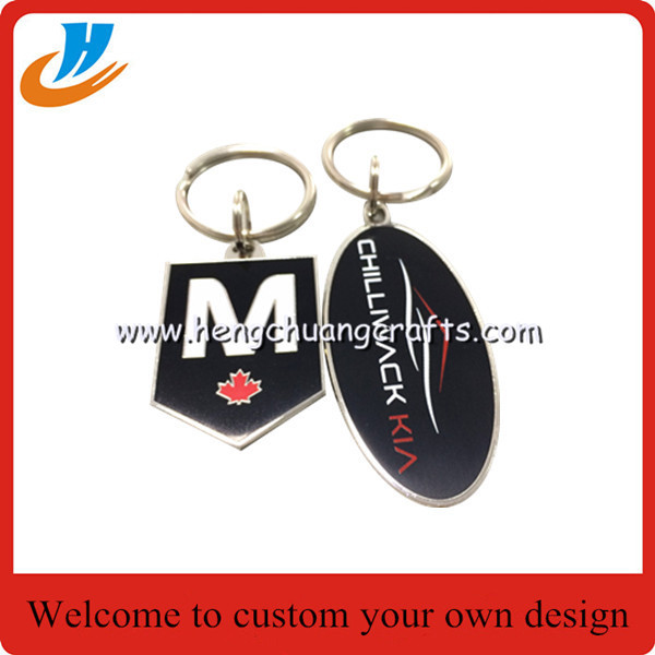 40-50mm Both side metal key chain/key ring with custom logo design/hard enamel