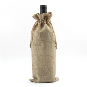 China Cotton Pure Color Blank Drawstring Portable Wine Bottle Sleeve factory