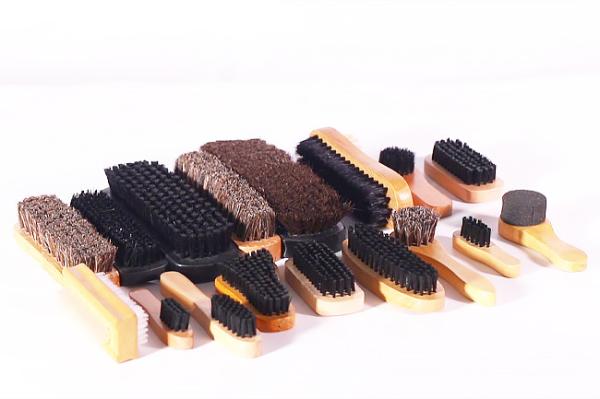 brown boot shoe brush cleaning Wooden Handle Horsehair Pighair PP Bristle