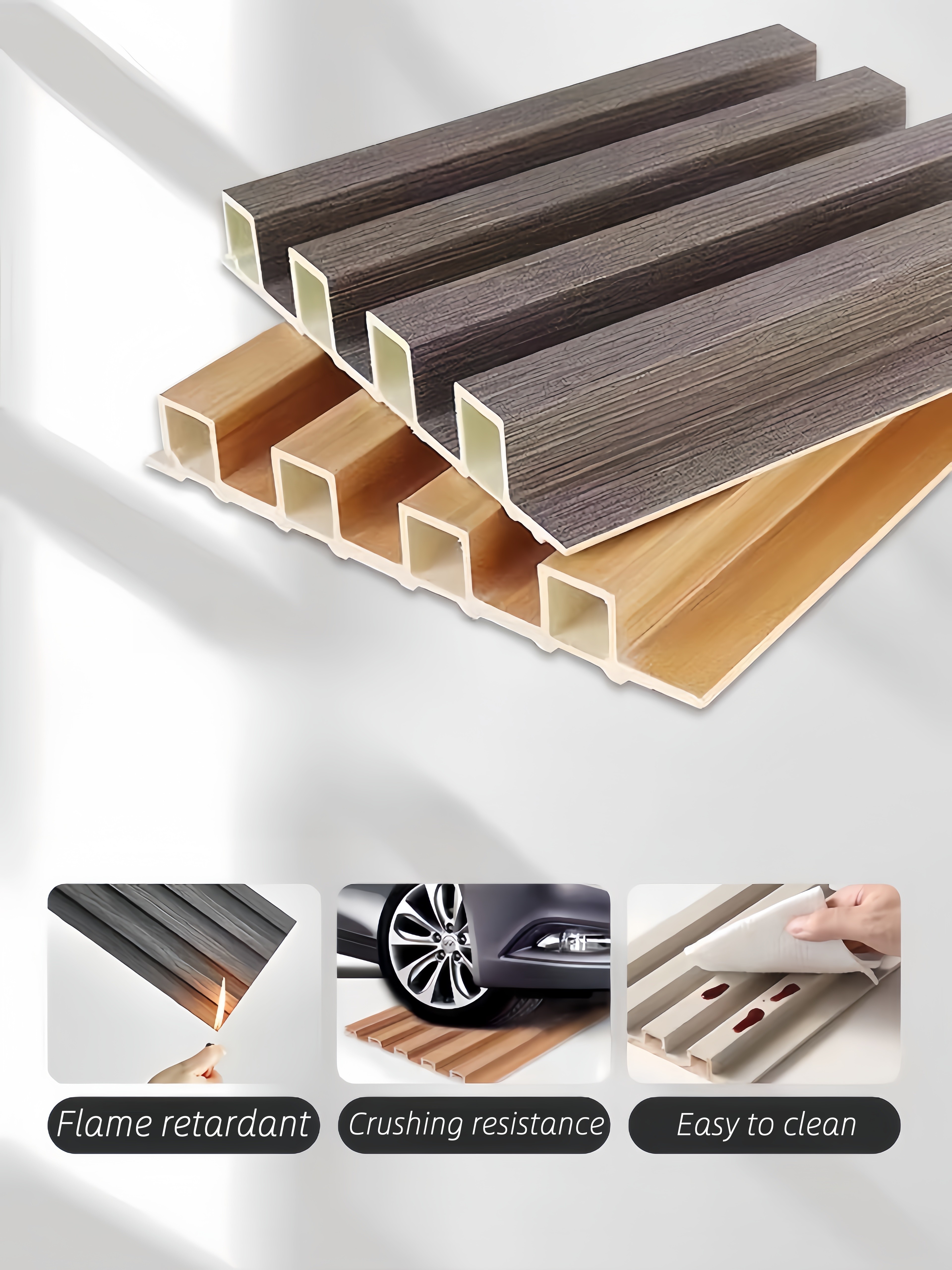 New Design Wooden Grain Waterproof WPC Wall Panels Designs for Interior Decor Easy Install
