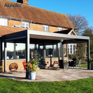 China 3×4m Terrace Roof Rainproof Automatic Sun Shade Louver Outdoor Pergola factory