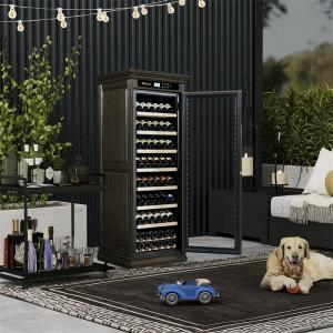 China Brown Wood Frame Bar Drinks Cabinet Kitchen Wine Cooler With Locker factory