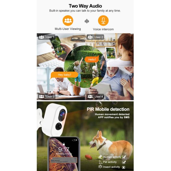 Glomarket Smart Tuya Wifi/4G Solar Low Power 3MP Camera Two Way Audio