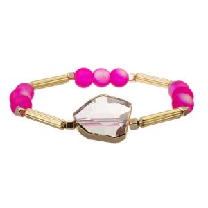 China Clear Crystal Charm Women'S Adjustable Bracelet With Gold Edge Metal Bar factory