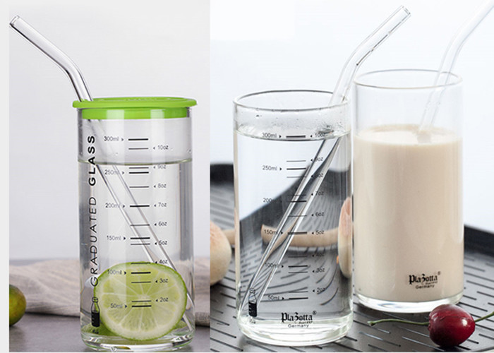 Clear Curved Glass Drinking Straws / Bent Glass Straws CE Certification