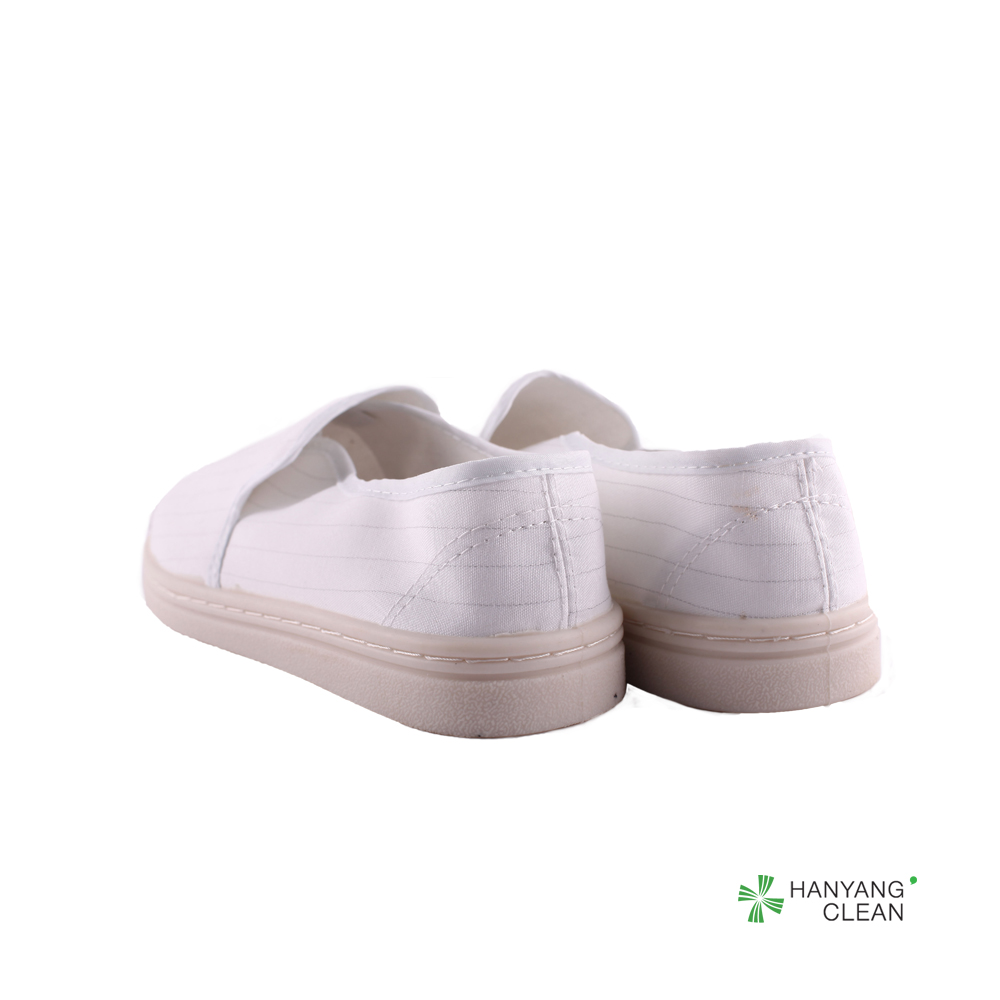 Autoclavable pharmaceutical factory cleanroom stripe canvas PVC outsole shoe breathable esd antistatic dustproof shoes