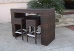 Resin Wicker Bar Set , Dark Brown Rattan Conservatory Furniture