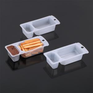 China Hengmaster Disposable Coconut Spread &amp;Pretzels Two Caompartment Tray Chocolate Biscuit Blister Plastic Tray Packaging factory