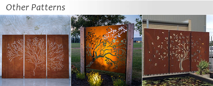Oak Tree Design Decorative Metal Panels Carved Corten Steel Garden Screen