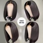 Wear and Go Glueless Wig Bob Straight Pre Cut Lace 4x4 Front closure Human Hair