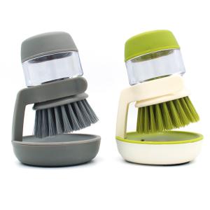 China Disassembled Kitchen Soap Dispensing Palm Brush With Drip Tray on sale