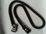 Plastic 40cm Long Black Coiled Leash Connector w/2pcs Plastic Clip Ends