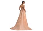 Backless Big Ball Gown Long Evening Gowns Light Orange For Anchorwoman