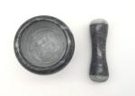 Custom Made Stone Mortar And Pestle , Stone Bowl And Grinder Black Color