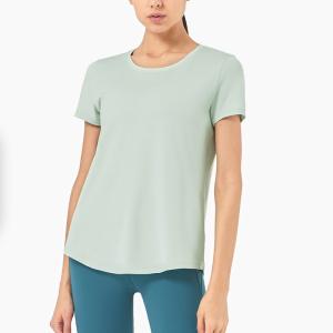 China Nuls Printed Ladies Yoga Tops Loose High Elastic Short Sleeved T Shirt factory