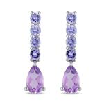 Amethyst & Diamond Drop Earrings in 9ct Gold Drop Earrings For Women