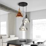 Diamond-shaped Iron Pendant Lamp, perfect for restaurants / dinning room / cafes