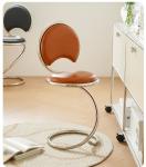 Stainless Steel Frame Leather Dining Chair Nordic Minimalist Creative