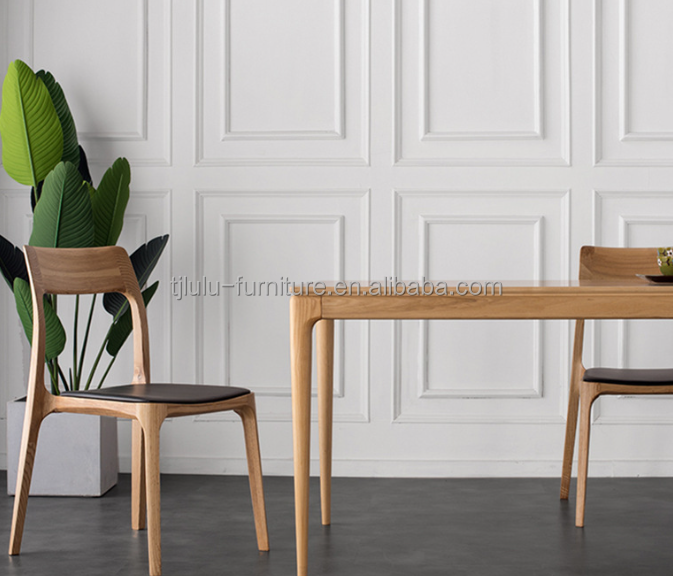 Customized Designs Design Style Elegant Nordic Solid Wood Dining Chair With PU Leather Seat