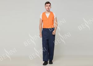 China Double Stitching Safety Work Clothes High Visable Orange Jacket Bib Pants Suit factory