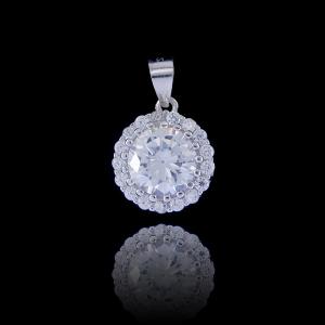 China Vintage Shining Sterling Silver Round Pendant Cubic Zirconia Jewelry For Gifts factory