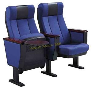 China Aluminum Legs Fabric Tip Up Auditorium Chairs With Book Net / Cup Holder factory