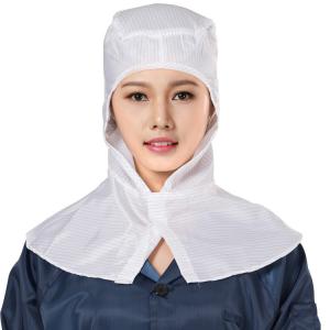 China Lint Free Stripe Polyester Fiber Electronic Factory ESD Work Hoods Cleanroom ESD Shawl Cap factory